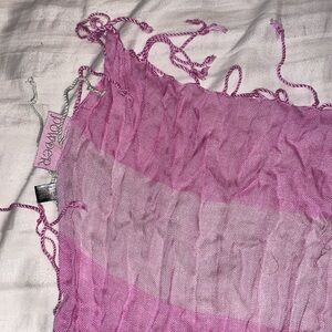 72 inch pink green AKA stripe fringe scarf